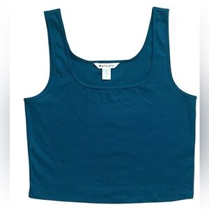 NWOT Athleta Signature Rib Square Neck Cropped Tank - Coastal Teal - Size M